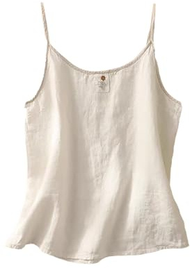 Tanktopp damer sommar spagettiremmar camisole toppar cropped lenien toppar Y2K axelbandstopp ärmlös axellös t-shirt lätt och luftig leni-skjorta säckig bekväma sovkläder, Vit, L