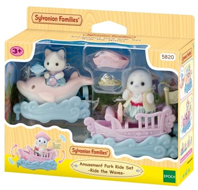 Sylvanian Families - 5820 Freizeitpark Spielset Wellenritt, samtige Tierfiguren, Robbe, Milchkatzen Tierbaby, Spielzeug für Kinder ab 3 Jahren