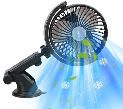 Genérico Ventilador De Coche USB,Ventilador Para Bebés En El Automóvil - Recargable 360° Ajustable Silencioso 3 Velocidades Con Ventosa Flujo De Aire Para Viajes Dormitorio Tienda Playa