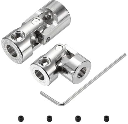 sourcing map 2pcs Universal Joint Shaft Coupling, 5mm to 5mm Inner Dia Rotatable Steering Shaft U Joints Coupler with Screws & 2mm Wrench for RC Car, Robot, Boat Drive Ship Motor Use