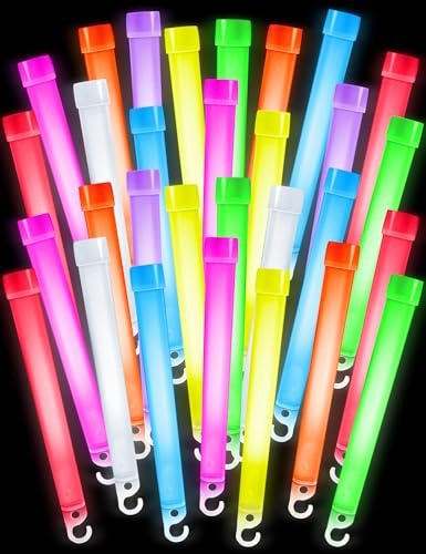 FUSHI&MON Glow Sticks 30 Pack, Glow in Dark Light Up Sticks Party Packs with 14 Hours Duration for Halloween Stocking Stuffers Concert Bonfire Night Camping and Festivals (6 Inch, Mixed Colours)