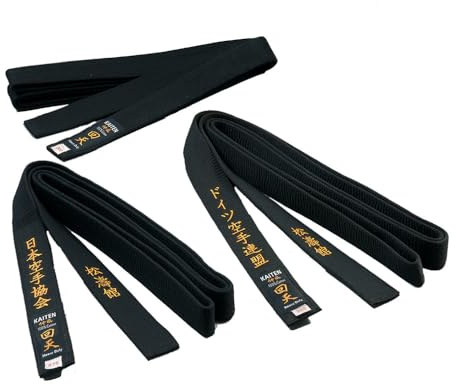 KAITEN Ceinture de karaté, marron, version extra épaisse, 4,5 cm de large, en coton marron, longueur : 230 à 350 cm, Noir , 300 cm