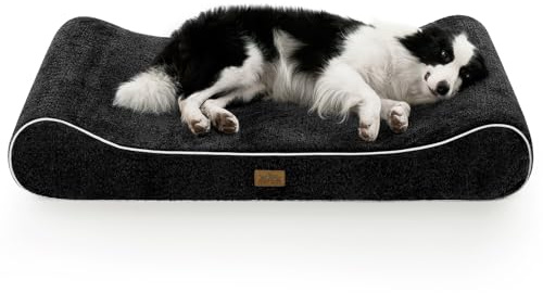 COZY KISS Waschbares Hundebett Wasserfest für XL Hunde 129x91cm, Schwarz | Orthopädisches Hundematte, Erhöhtem Rand, Rutschfestes Hundekissen, Verstärktem Komfortschaum, Atmungsaktiv, 18cm H, Schwarz