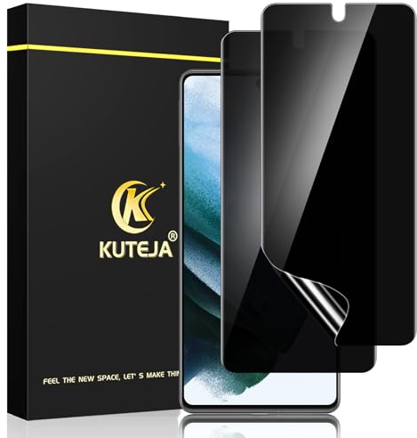 Kuteja [2 Stück] Privacy TPU Schutzfolie für Samsung Galaxy S21, Anti Spähen Sichtschutz, Anti-Kratzen, Fingerabdruck-ID Blasenfreie Weich Displayschutzfolie für S21 Anti-Spy Folie