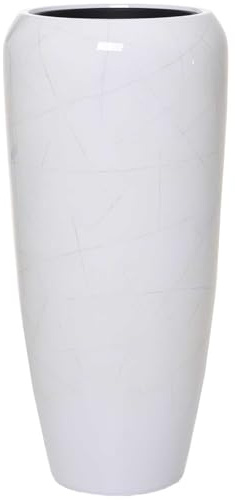 VIVANNO Pflanzkübel Cavita 75 cm Weiß Marmor Hochglanz, Fiberglas für Moderne Innenräume