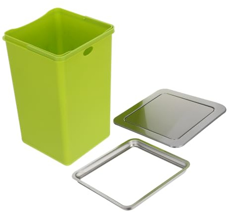 IMIKEYA Cubo de Basura Empotrado Encimera con Tapa Abatible Silenciosa Acero Inoxidable y Plástico Fácil de Limpiar para Cocina Baño y Oficina Integrado con de Residuos