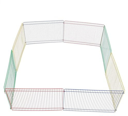 GARVALON Parc à Hamsters et Petits Animaux en Fil Métallique, 8 Panneaux 35x23 Cm, Aire de Jeu Modulable pour Cochons D’Inde, Lapins et Hérissons, Espace Sécurisé D’Exercice Intérieur