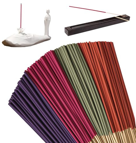 Premium Räucherstäbchen 100% Natürlich ohne Chemie, 200 Incense Sticks (4x50) mit Lavendel, Kirschblüten, Rosen und Salbei für Meditation, Raumreinigung, Entspannung