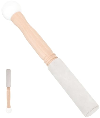 Ciieeo Mazo de Cuenco Tibetano de Madera Banda de Piel, Palo para Cuenco Sonoro, Varilla Ligera y Portátil para Meditación y Accesorios de Instrumentos Musicales