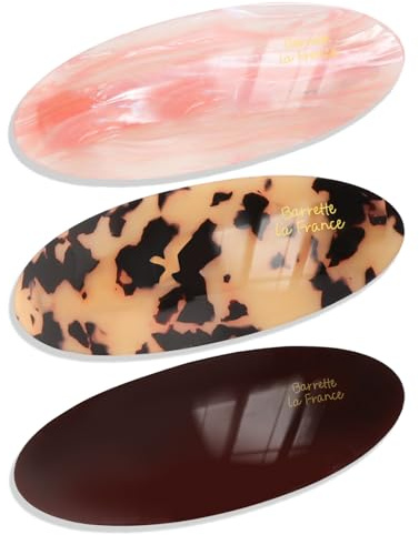 3 stycken hårklämmor damer, 8,6x3,3 cm oval fransk hårklämma, vintage hårklämmor damer tunt hår, acetat fransk stift för flickor och kvinnor högt uppsatt frisyr, halvt uppsatt frisyr