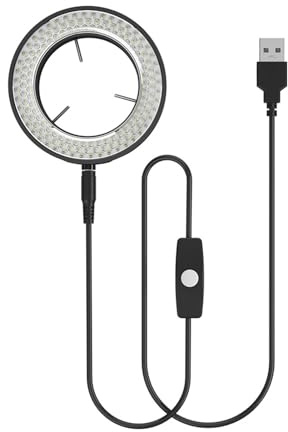 LICAEVEY Microscope LED Ring Light for Stereo Microscopes Laboratory Research, 144LED Circular Auxiliary Light with USB Powered 45000LX Brightness