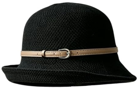 Dam-solhatt, klockhatt, kort brätte, sommarhatt, vikbar, kyrkhatt, bowlerhatt basker blå, svart, one size