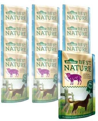 Dehner Best Nature Nourriture pour Chien Adulte, Agneau et Poire avec Flocons d'avoine, en Sachet, 12 x 150 g (1,8 kg)