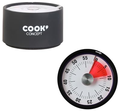 COOK CONCEPT Minuteur Aimanté de Cuisine sans Pile Coloris Aléatoire | Minuteur aimanté, indicateur zone rouge, fixation réfrigérateur, fonctionne sans pile, cuisson maîtrisée, coloris aléatoire
