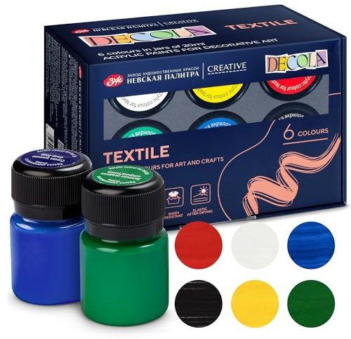 Decola Acryl-textilfarbe Set | 6x20 Ml Waschmaschinenfeste Stofffarben | Hergestellt Von Nevskaya Palitra