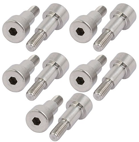 Sourcingmap 10pcs 304 Stainless Steel Hex Socket Shoulder Bolt 8mm Shoulder Dia 12mm Shoulder Length M6 Thread
