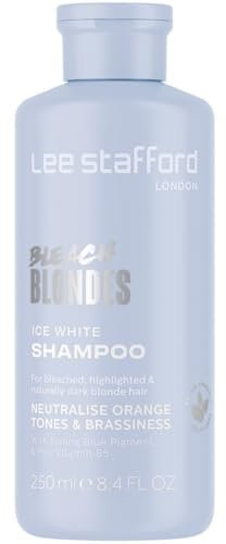 Lee Stafford Blue Toning Shampoo | Bleach Blonde Ice White - Corrects Brassy & Yellow Orange Tones to Silver Platinum, Great for HIghlighted, Bleached, & Naturally Dark Hair, No Purple, 250 ml