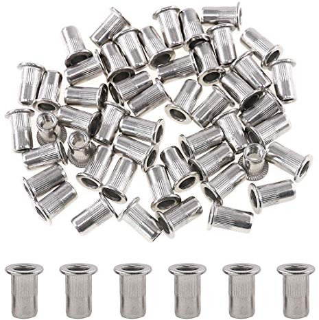 Glarks Juego de tuercas de remache roscado de cabeza plana de acero inoxidable 304 M5, 50 piezas (M5)