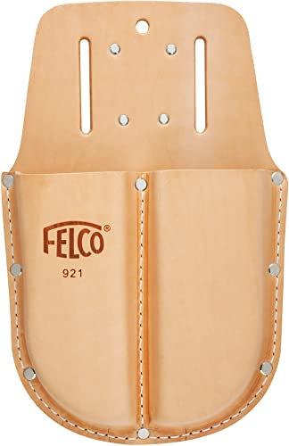 FELCO 921 Doppio fodero (fodero per due forbici da giardino, in pelle genuina, fodero con passante e clip per cintura, dimensioni 25x16 cm)