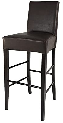 t m c s Tommychairs Moderne Barhocker Luisa, robuste Struktur aus lackiertem Buchenholz Farbe Wengeholz, gepolstert und mit Kunstleder in der Farbe Braun bezogen