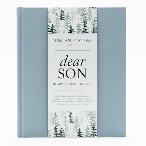 Dear Son: A Prompted Prayer Journal & Childhood Andenken Baby Erinnerungsbuch – Blau | Baby Shower Geschenk | Baby Scrapbook Album | New Mama Geschenk
