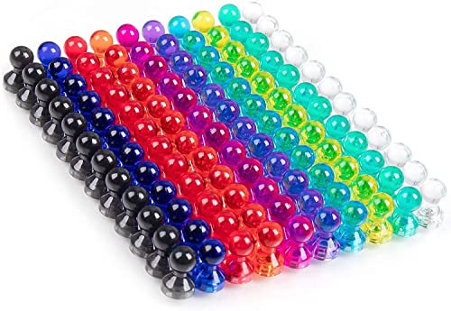 80 stycken 11 x 17 mm färgade och transparenta magneter, 8 färger, perfekt för whiteboards, tavlor, kylskåp och mycket mer