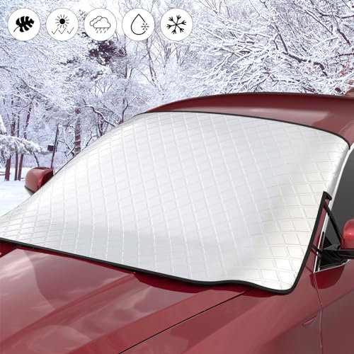 Frontscheibenabdeckung Winter, Yomisee Auto Scheibenabdeckung Windschutzscheibe Abdeckung Magnet Fixierung Faltbare Frontscheibe Abdeckplane gegen Schnee, Frost, EIS, Sonne, Staub (183 * 116cm)