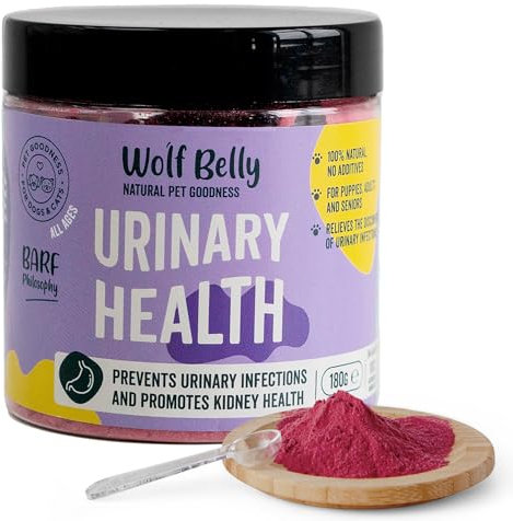 Wolf Belly - Bei Blasenentzündung für Hunde und Katzen 100% Natürlich (180 g) mit Cranberry und Vitamin C | Struvitsteine Auflösen und Unterstützt Nierengesundheit | Pulverform - Made in Europe