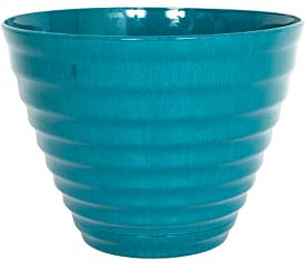 Plant Avenue Lightweight Recycled Plastic Garden Pot Drainage Holes | UV Resistant & Frostproof | Kelkay Vale Teal Planter with In Built Saucer 40cm 90650TE, Large