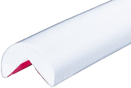 ES4-RE-W Eckschutzprofil von SMI-Kantenschutzprofi aus recyclebarem Polyurethan m. mhrf. versetzbarer Klebefläche z. Montage Innen/Außen - Weiß - Stoßschutz, Warnprofil, Schutzprofil, Rammschutz (1 m)