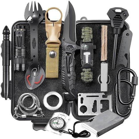 ISOP Kit di Sopravvivenza di Emergenza | Kit di Sopravvivenza Militare | Attrezzatura di Sopravvivenza di Emergenza e Attrezzatura da Pesca per l'escursionismo in Campeggio, la Caccia