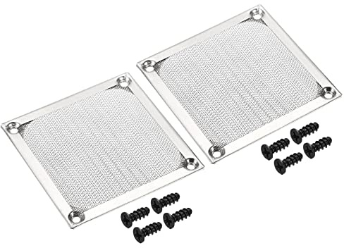 PATIKIL 80mm Fan Filter Grills with Screws, 2 Pack Aluminum Frame Stainless Steel Mesh Dustproof Cover for Computer Case, Silver