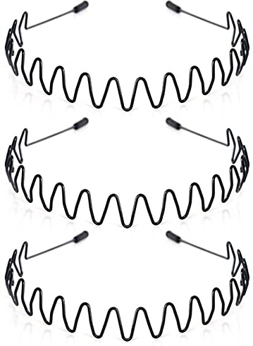 Haarbänder für Männer, Anti-Rutsch Sport Mode Stirnband, Herren Metall Haarband Haarreifen für Outdoor-Sport, Hochzeiten, Alltagskleidung (3 Stück)