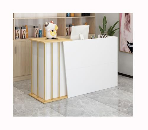Comptoir de réception Comptoir d'accueil avec Lumière à la Réception Tiroirs et Armoires Verrouillables à la Réception,Bureau d'ordinateur en Bois pour la Maison, Le Bureau, Le Salon, Les spas,(Size:w