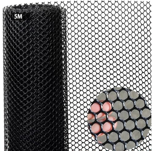 Chicken Wire Mesh Roll 5m Plastic Mesh Fencing Poultry Breeding Netting Garden Balcony Fence Mesh for Home Décor and Gardening, Temporary Fencing for Yard (40cm x 5m, Black)