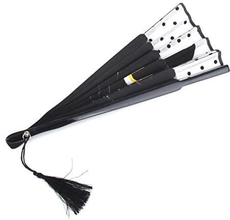 Ciieeo 2pcs Folding Silk Handheld Fan Black Cat Design for Weddings Dancing Parties for Cat and Fans and Stylish Accessory