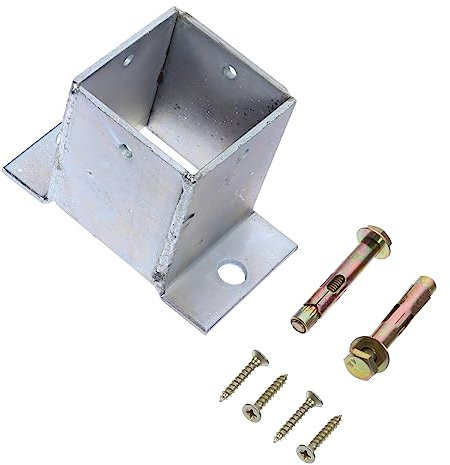 Hemobllo Heavy Duty Steel Fence Post Base Brackets with Galvanized Finish for 60x60mm Square Posts for Decks and Gardens 2-Pack