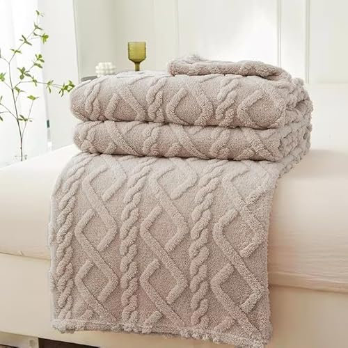 VANJOROY Fleece Blanket Large Throw for Sofa and Bed,400 GSM Lightweight Blanket, 100% Microfiber Fuzzy Soft Warm Cozy Fluffy Wool Throw for Bed,Couch,Travel.. (khaki, 150×200cm)