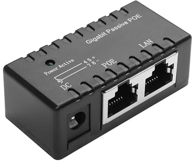 YAODHAOD POE Injector,Wandstecker Power über (1000Mbps/Stil B) | Power Over Ethernet über Netzteil 12V 24V 48V,Entfernung bis zu 100m,inklusive 12V DC Kabel,Hochwertiger,PC+ABC-Material