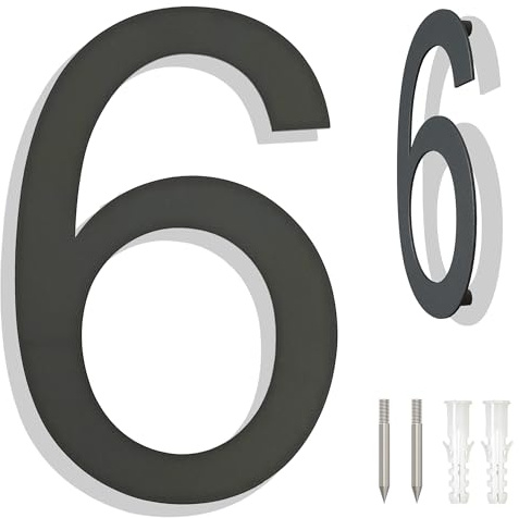 Ywonoby numéros de maison - grands numéros de maison en acier inoxydable brossé, numéros de porte, plaque adresse - moderne flottant noir RAL 7016 numéros de maison-8 pouces 203mm hauteur-numéro 6/9