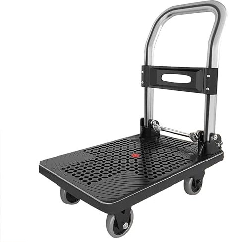 Plattformwagen Industrie Plattformwagen mit pannensicheren Reifen, klappbar, 150 kg Tragkraft, Antirutsch-Beschichtung und gummierter Kantenschutz,Transport Wagen Trolley Sackkarren(Size:63*40)