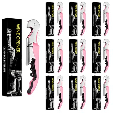 Limonadier Profesional Servidor Sacacorchos Profesional Cuchillos de Sumiller de Acero Inoxidable con Descapsulador y Taza Cápsula (5, Color rosa)