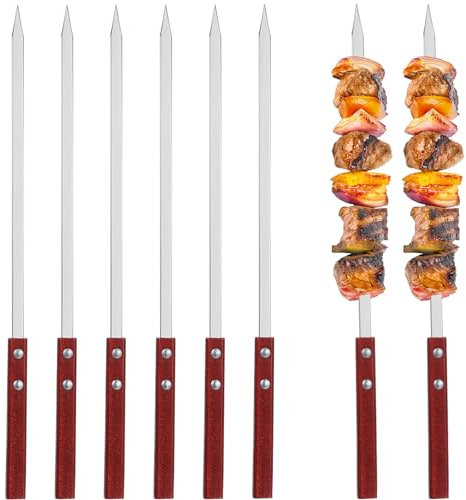 VANZACK 6stücke Teiliges Grillspieße Mit Holzgriffen Flache Spieße Für Und Rostfrei Wiederverwendbar Für Grillen Camping Und Outdoor-aktivitäten