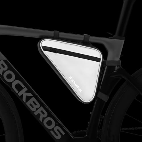 ROCKBROS Borsa Telaio Bici, Borsa da Telaio Triangolo, Borsa Triangolare Bicicletta, Borsa per Tubo, Riflettente Altamente, Ergonomico, capacità Pratica 0.9L, Borsello per Bici, MTB, Bici da Corsa