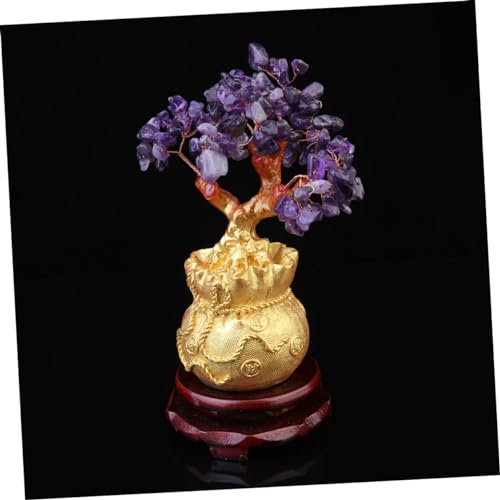 ULDIGI Kristall-geldbaum Dekoration Bonsai-Stil Reichtum Glück Feng Shui Heimdekoration Mit Sockel Aus Natürlichem Kristallstein