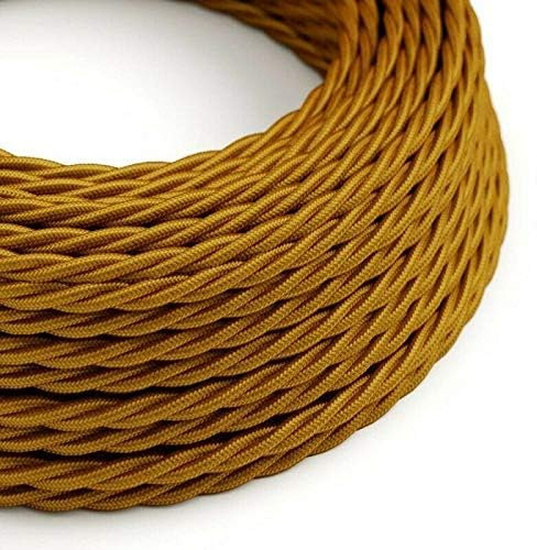 LEDSone 10 Meters/32.8FT Gold Braided Cable, 2 Core Electrical, Vintage Braided Flex wisted Fabric Electrical Wire for DIY Lamps Industrial Pendant Lights Lighting Appliances