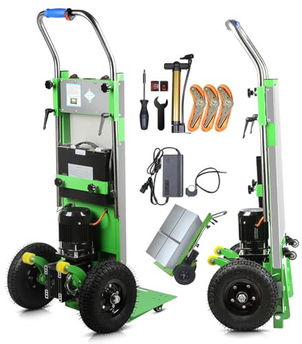 Electric Stair Climbing Dolly, Heavy Duty Stair Climber 900lbs Capacity 1250W Motorized Hand Truck with Ropes & Foldable Design for Moving Furniture Logistics