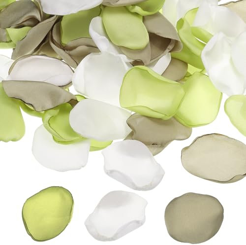 PATIKIL Petali di Rosa di Seta, 400 Pz Petali di Fiori Artificiali Petali di Rosa Finti per Matrimonio Spargimento Corridoio Sposa Decorazione Tavolo Notte Romantica, Verde Chiaro Misto