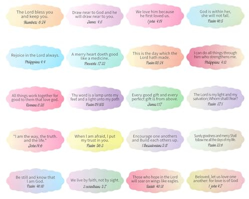 Tinoaly 200pcs Bible Verse Stickers, Motivational Scripture Stickers for Decoration, Multicolored, Self-Adhesive, Rectangular, 5.9x2.5cm/2.32x0.98 inch
