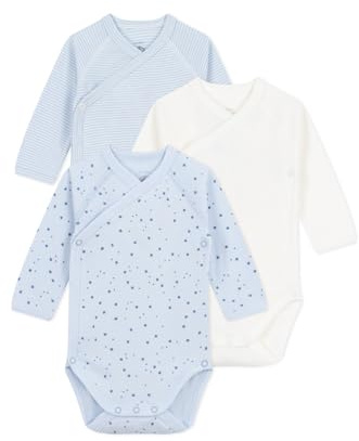 Petit Bateau Lot de bodies croisés manches longues en coton imprimé bébé